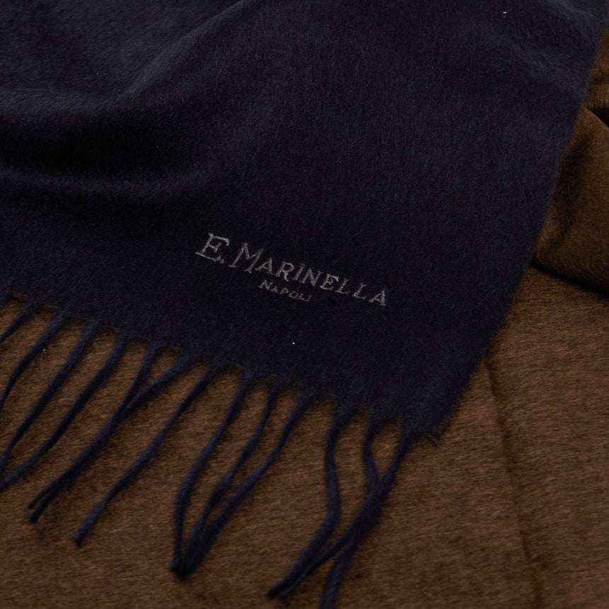 BICOLOR DARK BLUE AND BROWN SILK AND CASHMERE SCARF