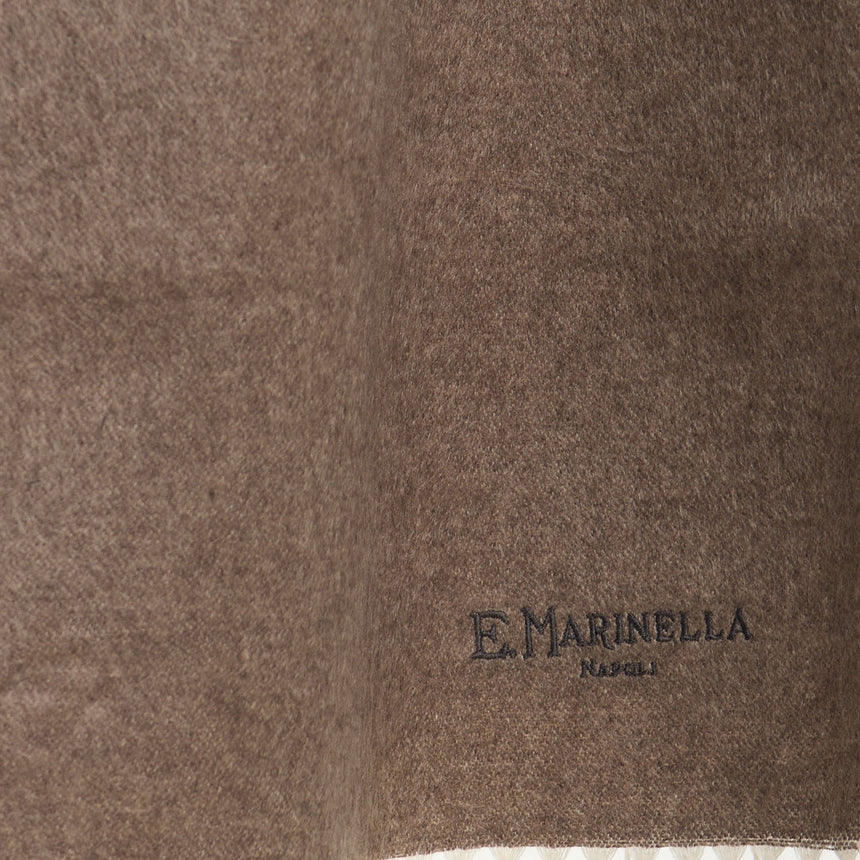 BICOLOR CAMEL AND BEIGE SILK AND CASHMERE SCARF