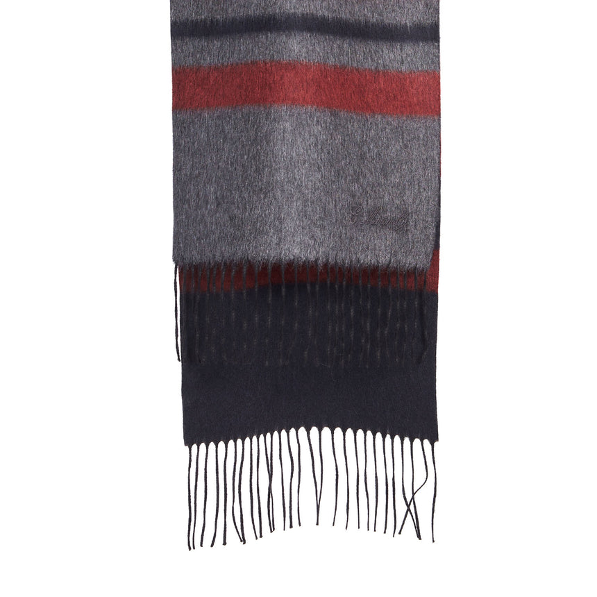 MULTICOLOR GREY AND RED SILK AND CASHMERE SCARF