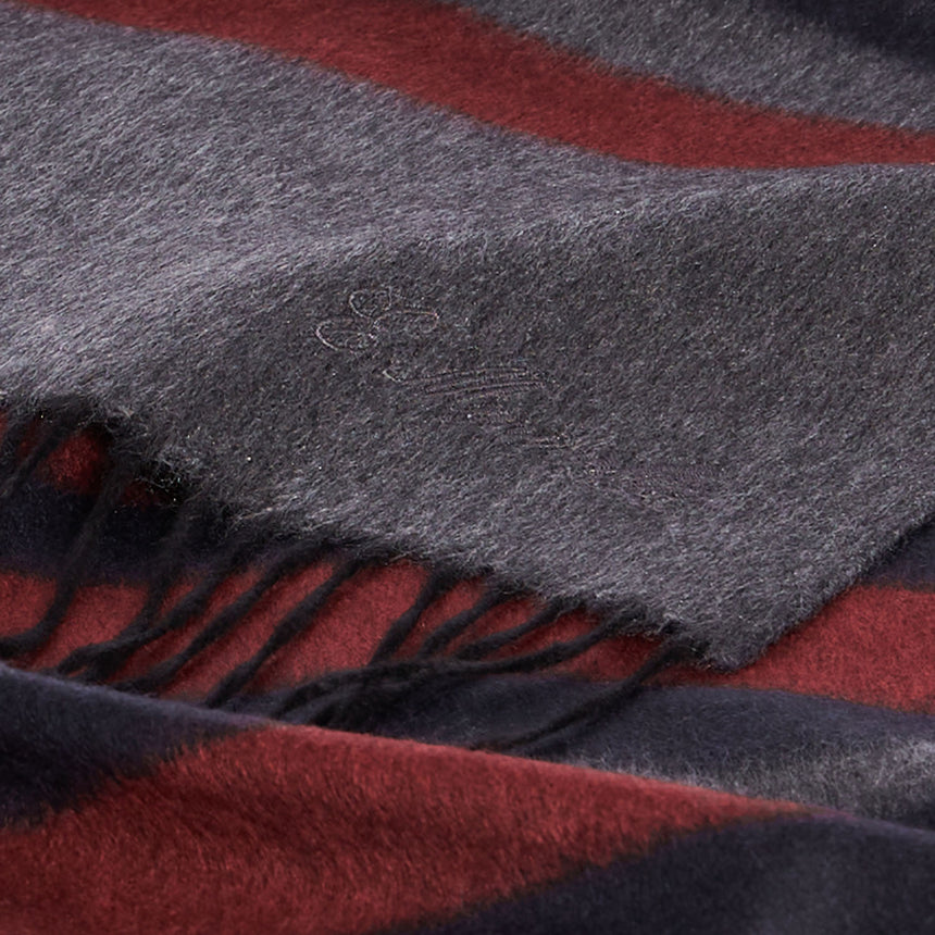 MULTICOLOR GREY AND RED SILK AND CASHMERE SCARF