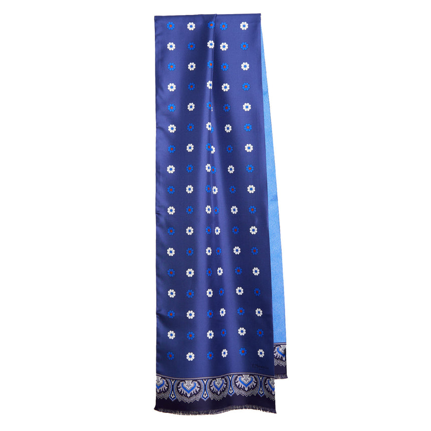 SCIARPA TUBOLARE BLU IN SETA TWILL