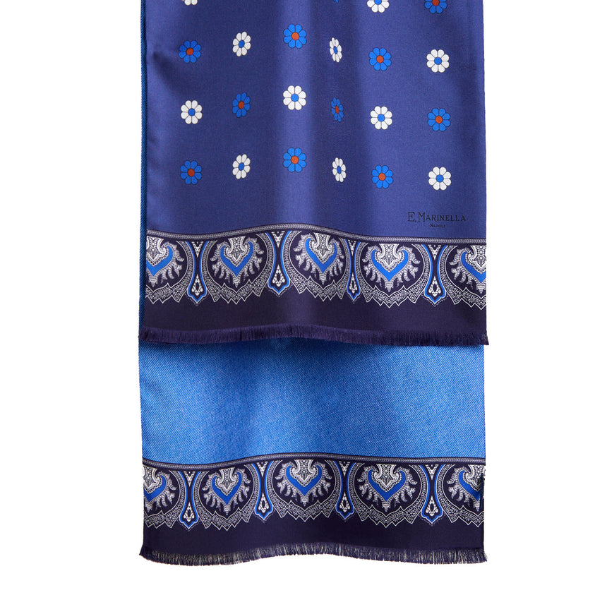 SCIARPA TUBOLARE BLU IN SETA TWILL