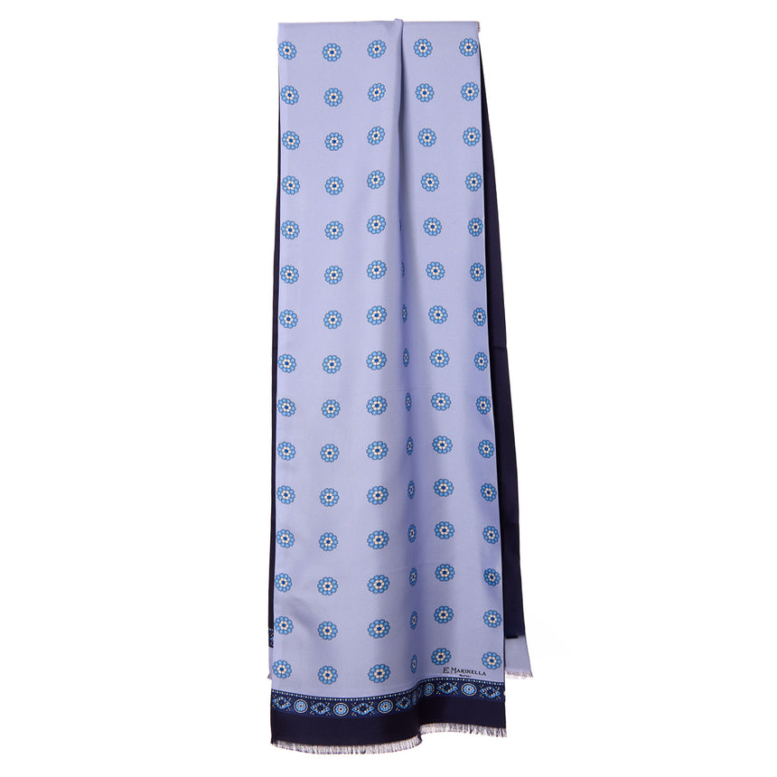 SCIARPA TUBOLARE BLU IN SETA TWILL