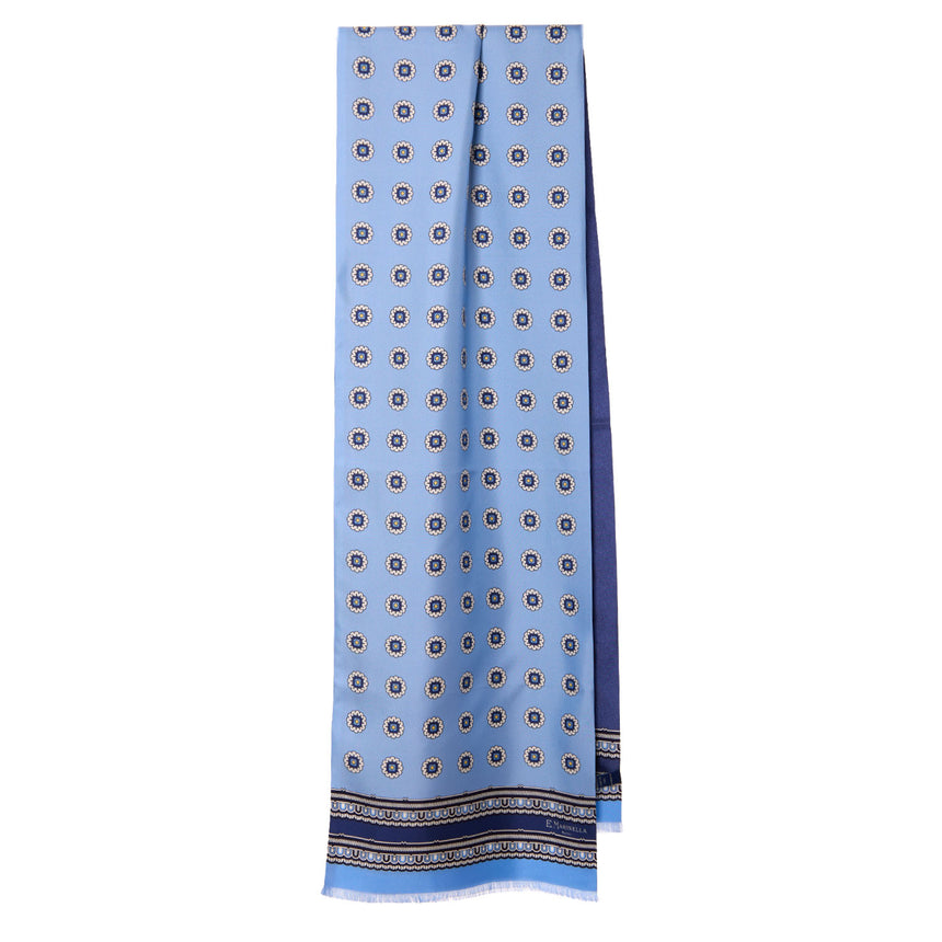 SCIARPA TUBOLARE AZZURRA IN SETA TWILL