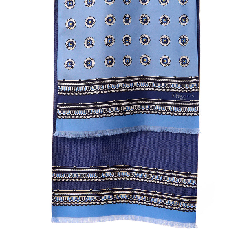 SCIARPA TUBOLARE AZZURRA IN SETA TWILL
