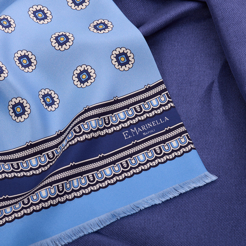 SCIARPA TUBOLARE AZZURRA IN SETA TWILL