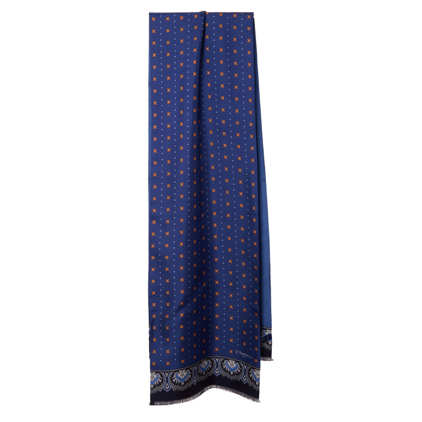 SCIARPA TUBOLARE BLU IN SETA TWILL