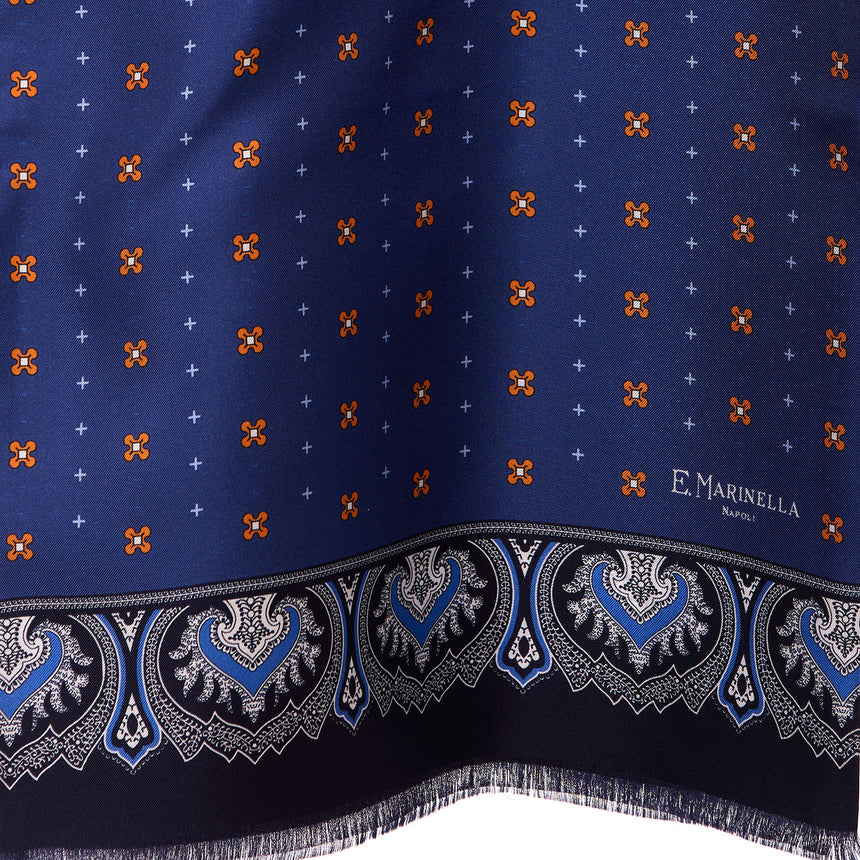 SCIARPA TUBOLARE BLU IN SETA TWILL