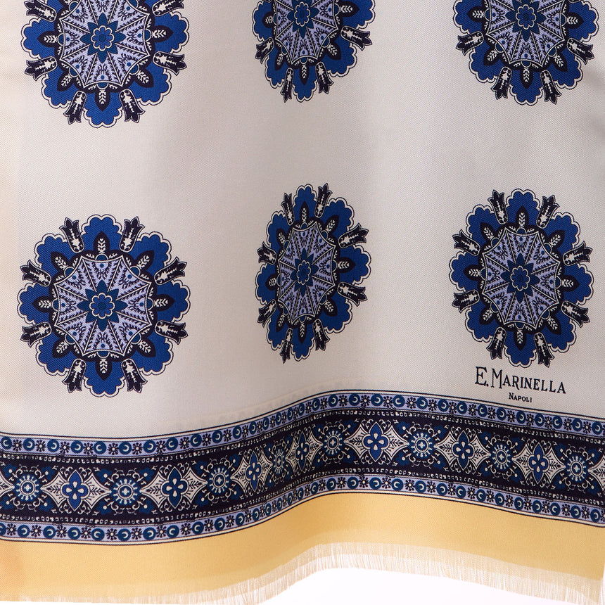 BEIGE AND LIGHT BLUE DOUBLE SILK SCARF