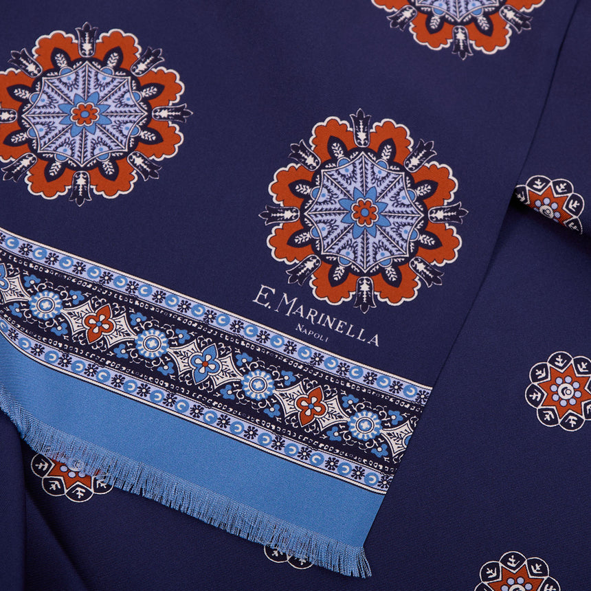 SCIARPA TUBOLARE BLU SCURO IN SETA TWILL