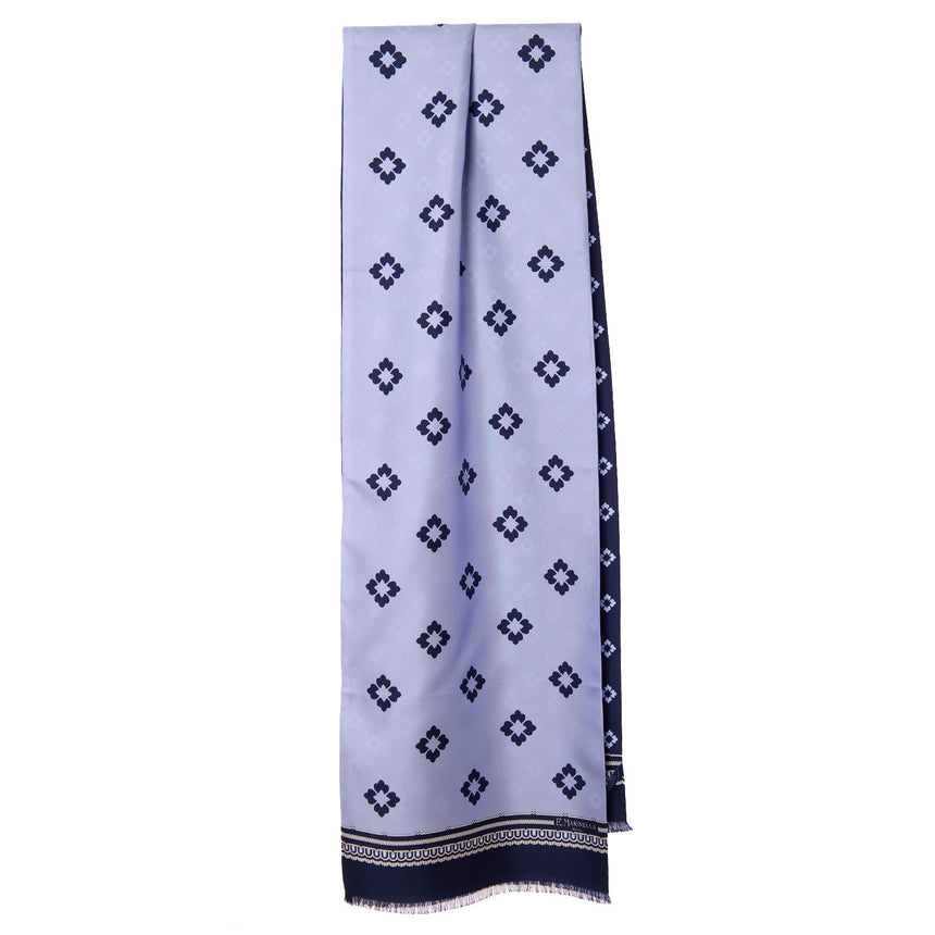 LIGHT AND DARK BLUE DOUBLE SILK SCARF