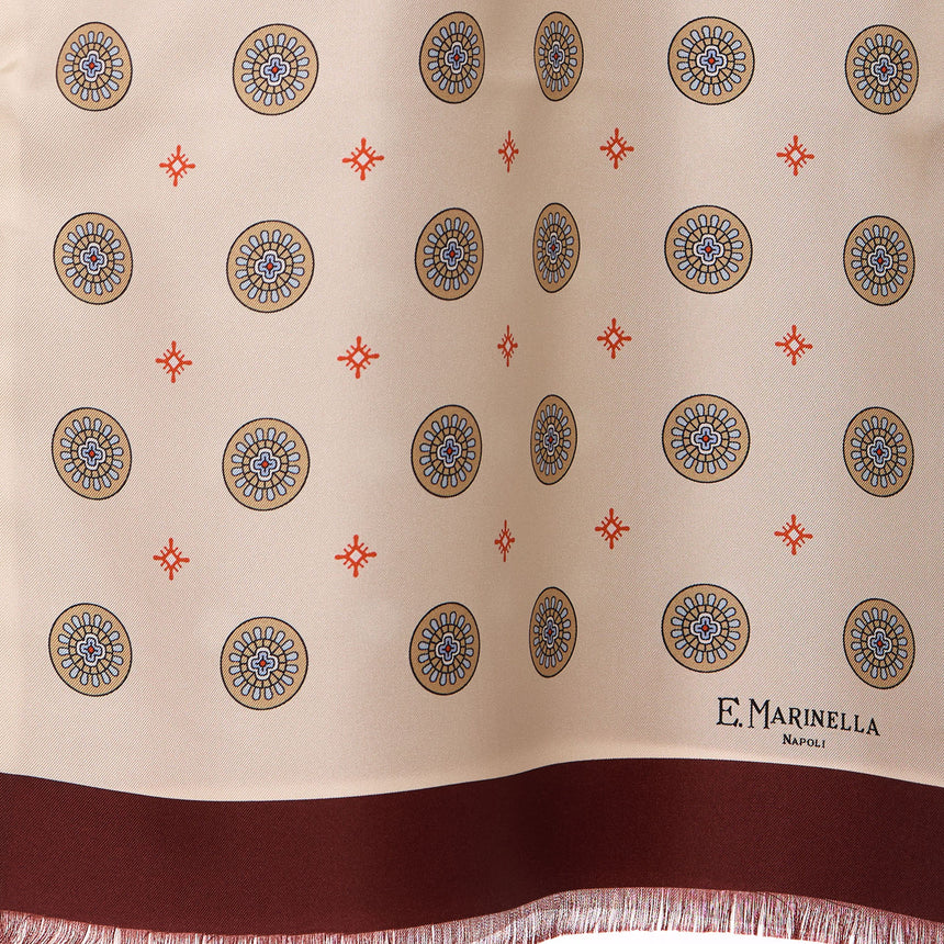 BEIGE AND BURGUNDY DOUBLE SILK SCARF
