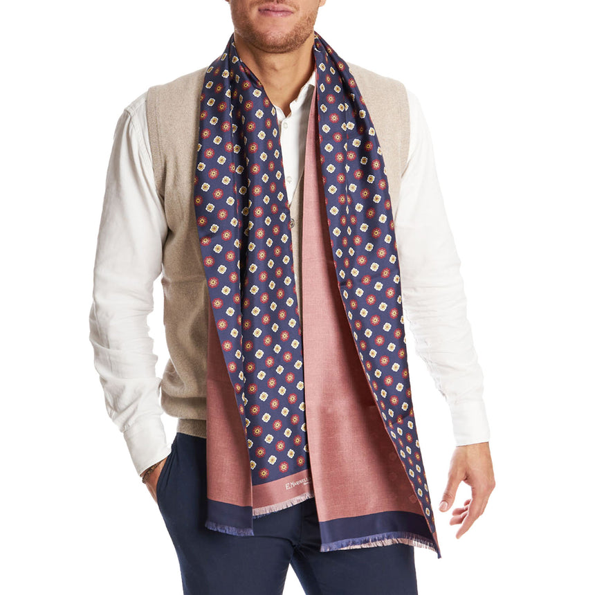 DARK BLUE AND PINK DOUBLE SCARF
