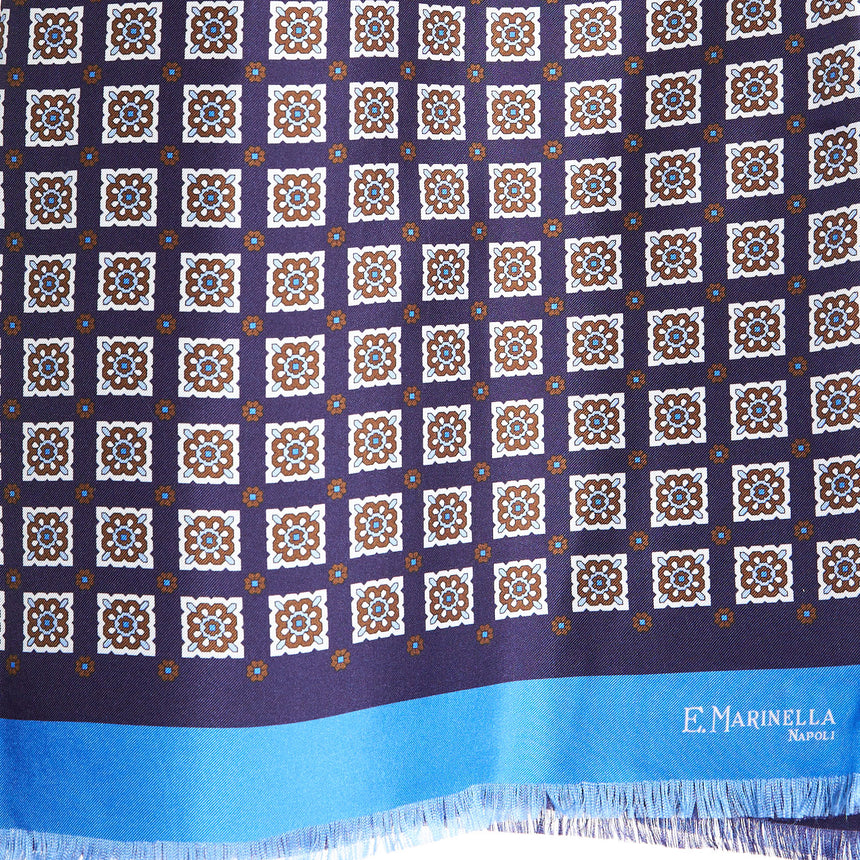 MIDNIGHT AND LIGHT BLUE DOUBLE SILK SCARF