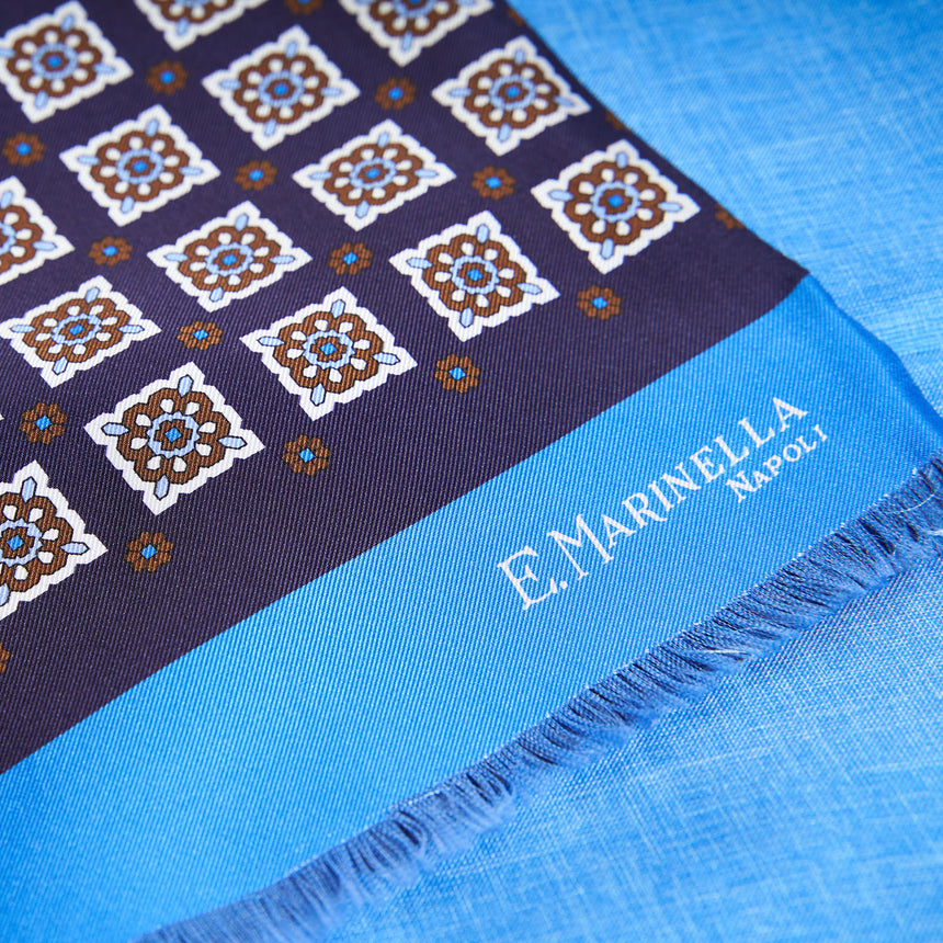 MIDNIGHT AND LIGHT BLUE DOUBLE SILK SCARF