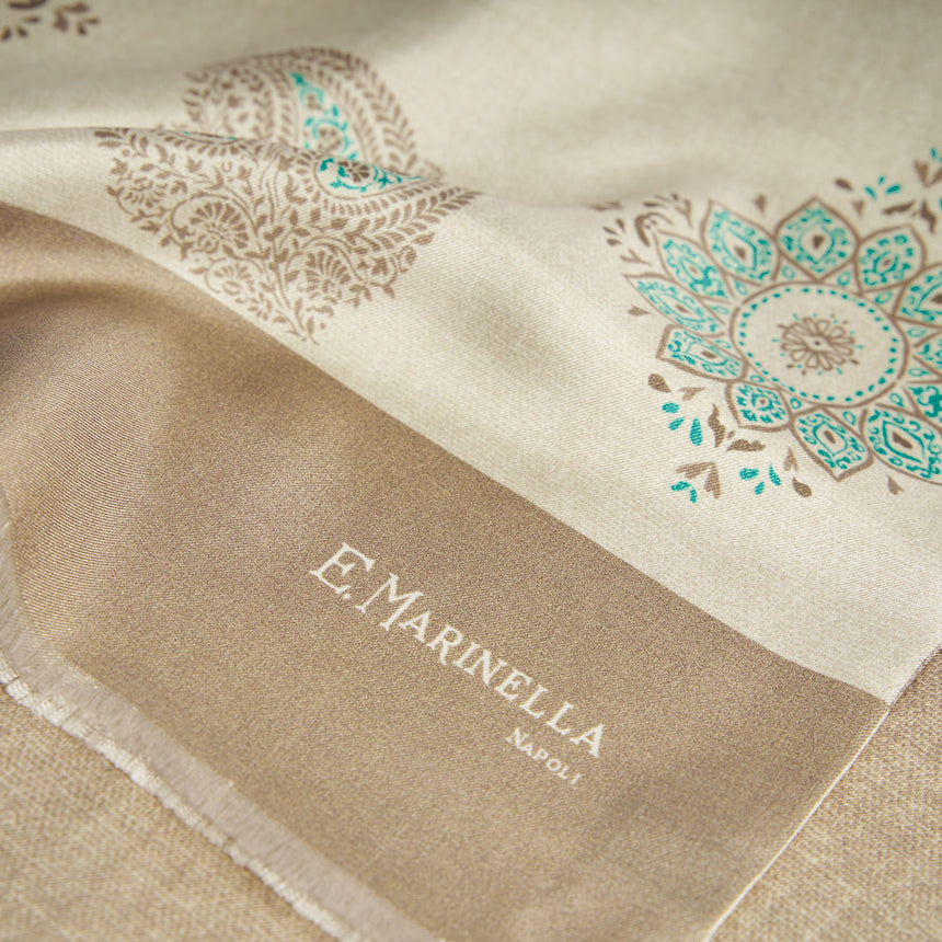 BEIGE DOUBLE SILK SCARF