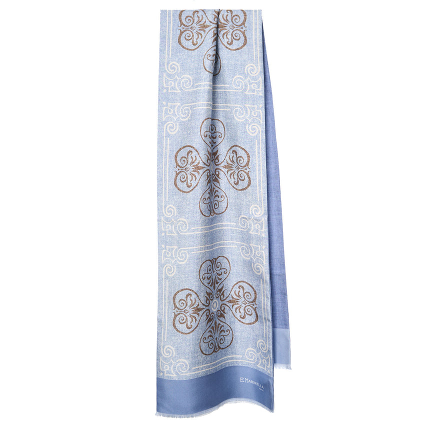 SCIARPA TUBOLARE AZZURRA IN SETA TWILL