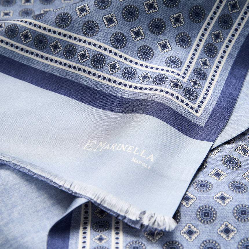 SCIARPA TUBOLARE AZZURRA IN SETA TWILL