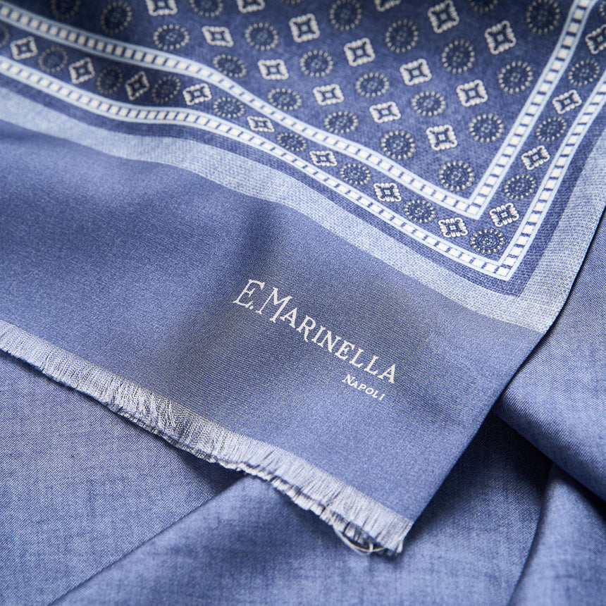 SCIARPA TUBOLARE AZZURRA IN SETA TWILL