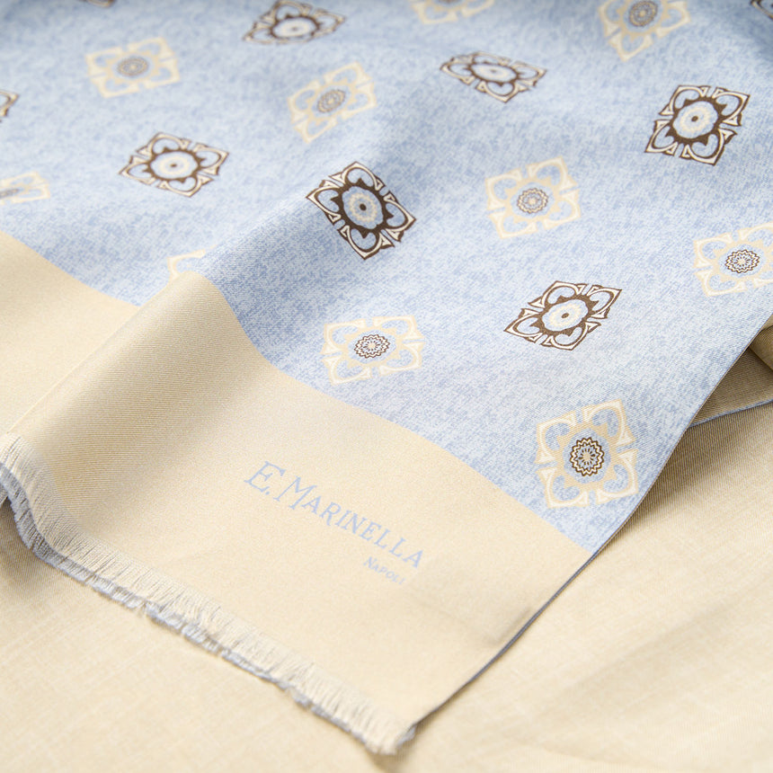 SCIARPA TUBOLARE AZZURRA IN SETA TWILL