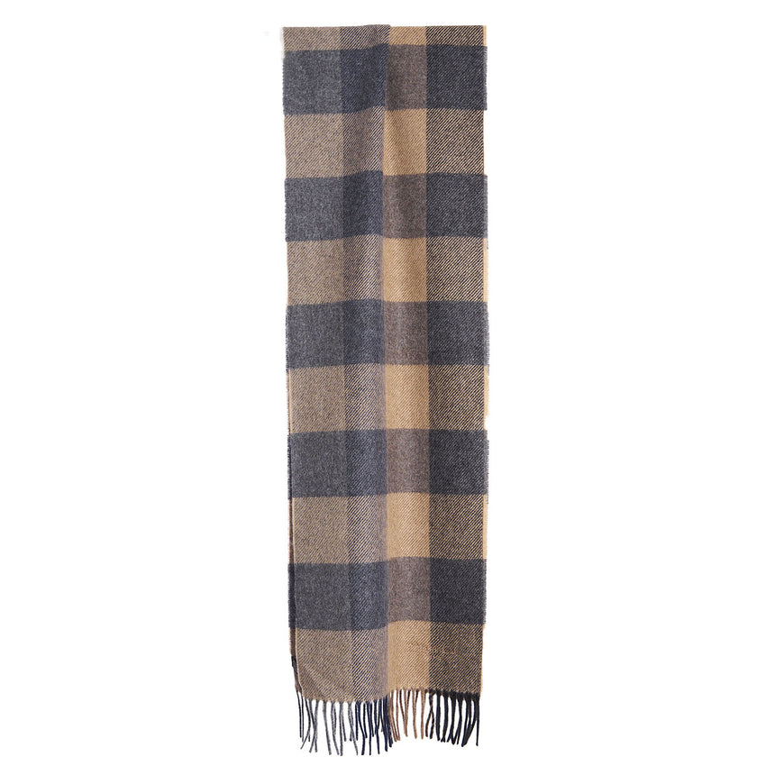 GREY AND BEIGE CASHMERE PLAID SCARF
