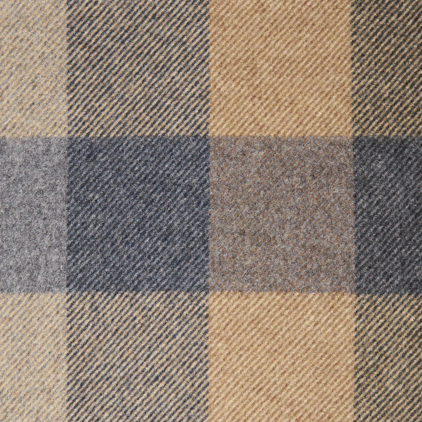 GREY AND BEIGE CASHMERE PLAID SCARF