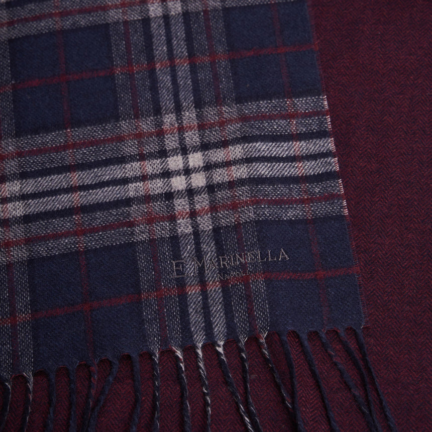 BICOLOR DARK BLUE SILK AND CASHMERE SCARF