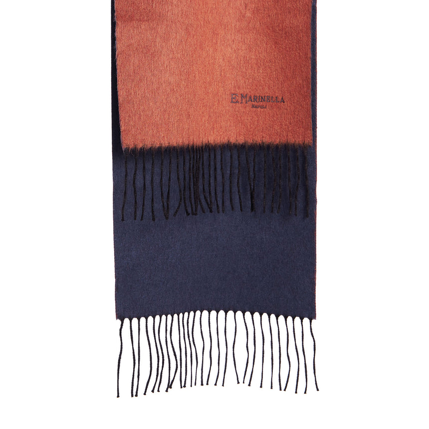 BICOLOR ORANGE AND BLUE SILK AND CASHMERE SCARF