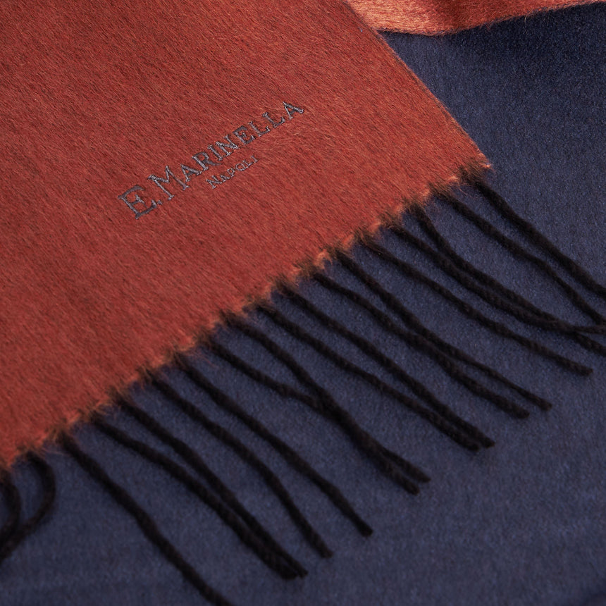 BICOLOR ORANGE AND BLUE SILK AND CASHMERE SCARF