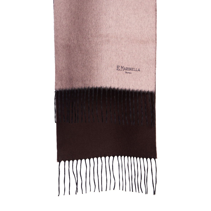 BICOLOR PINK AND DARK BROWN SILK AND CASHMERE SCARF