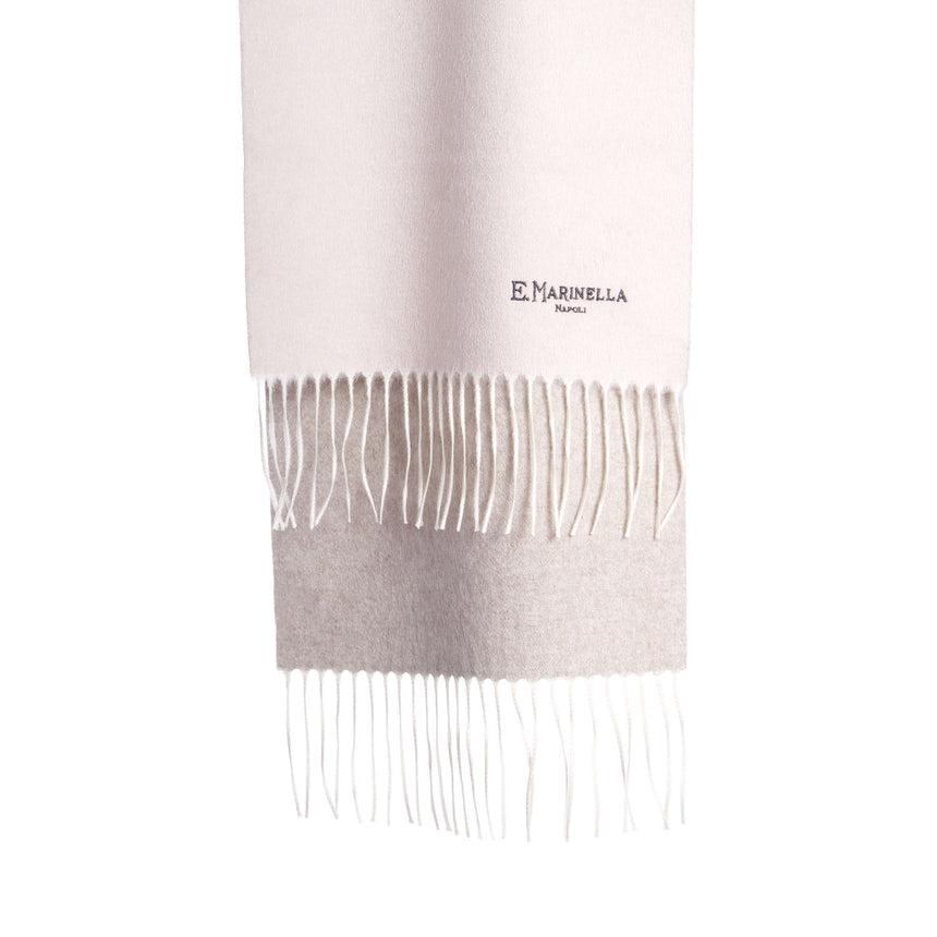 BICOLOR WHITE AND BEIGE SILK AND CASHMERE SCARF