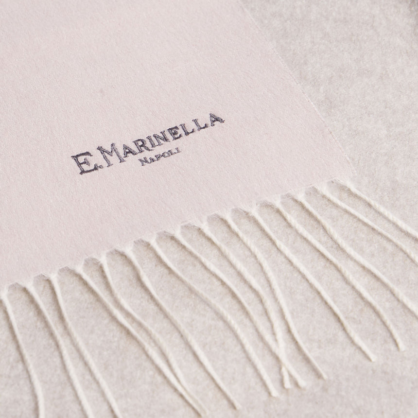 BICOLOR WHITE AND BEIGE SILK AND CASHMERE SCARF