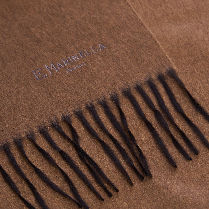 BROWN SILK AND CASHMERE SCARF