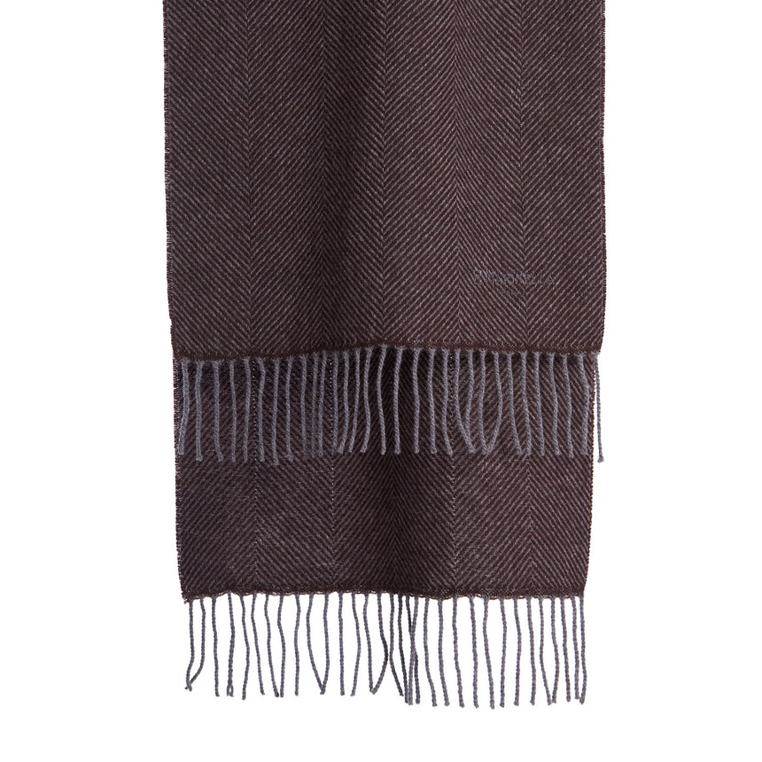 DARK BROWN FRINGED SCARF