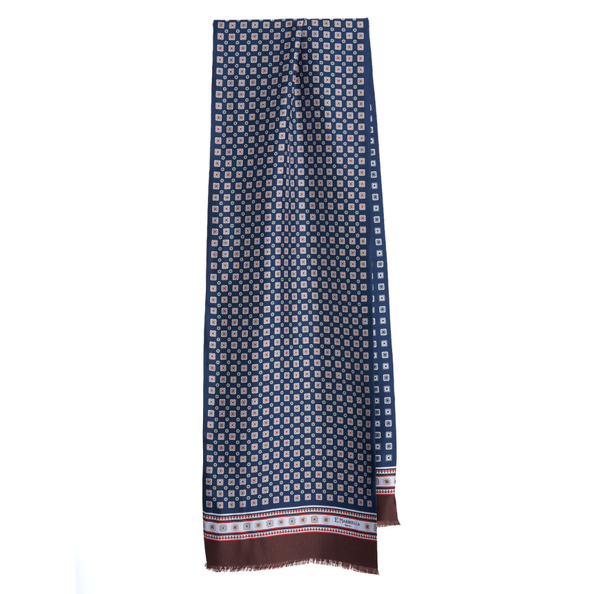 SCIARPA TUBOLARE BLU IN SETA TWILL