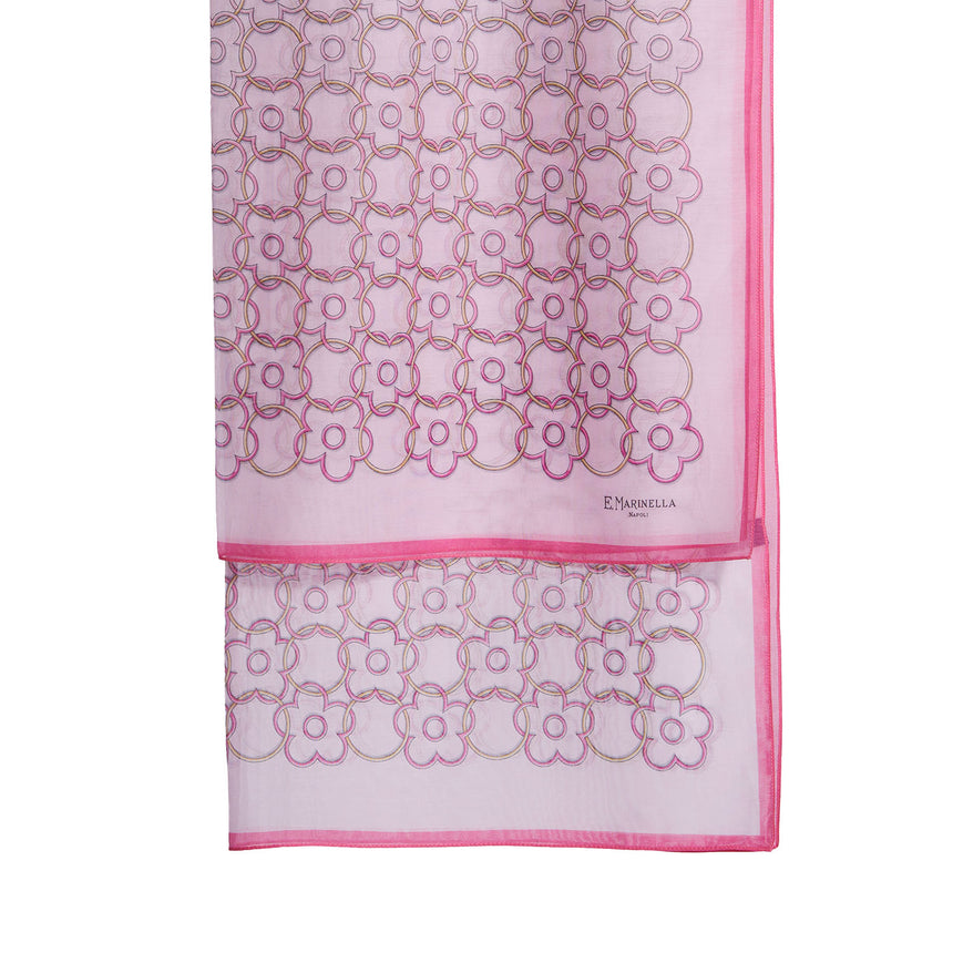 SCIARPA TUBOLARE IN VOILE DI COTONE E SETA ROSA