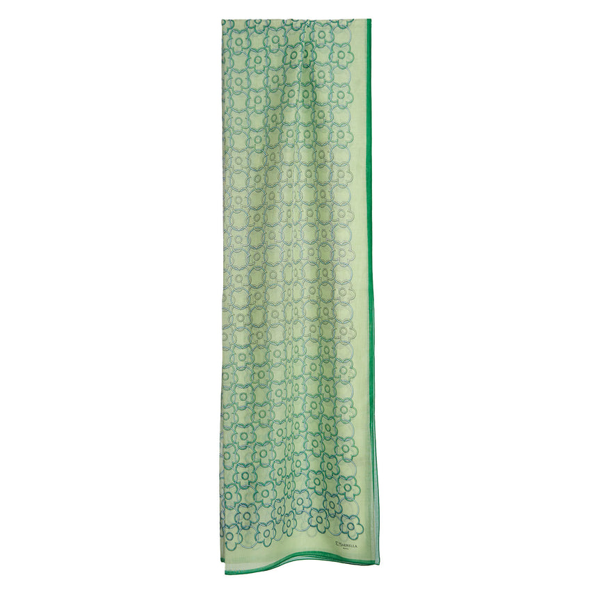 SCIARPA TUBOLARE IN VOILE DI COTONE E SETA VERDE
