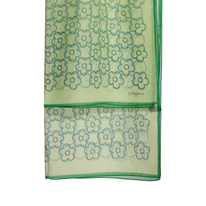 SCIARPA TUBOLARE IN VOILE DI COTONE E SETA VERDE