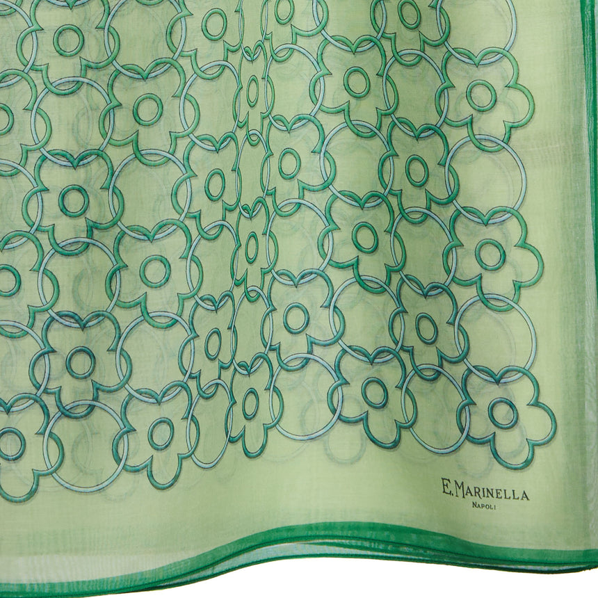 SCIARPA TUBOLARE IN VOILE DI COTONE E SETA VERDE