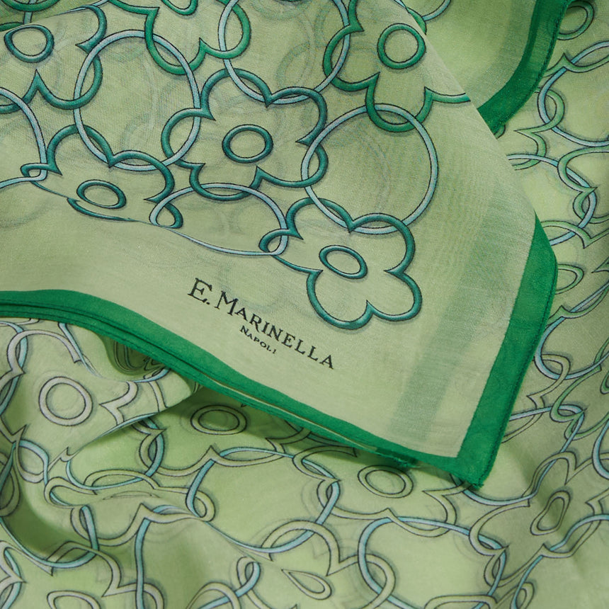 SCIARPA TUBOLARE IN VOILE DI COTONE E SETA VERDE
