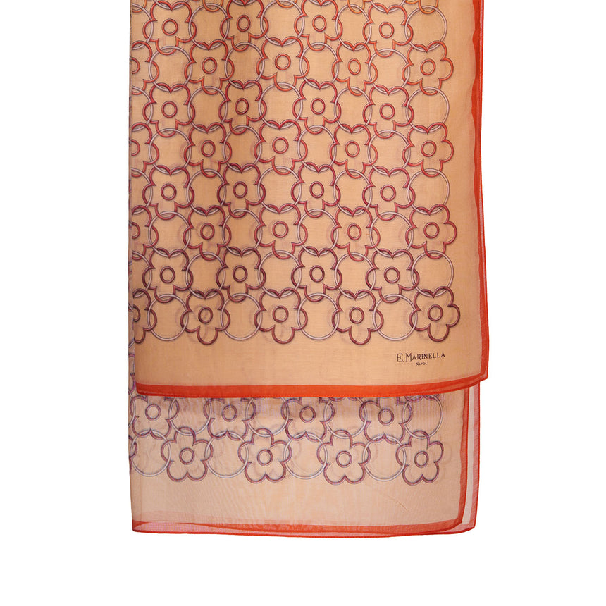 SCIARPA TUBOLARE IN VOILE DI COTONE E SETA ARANCIONE