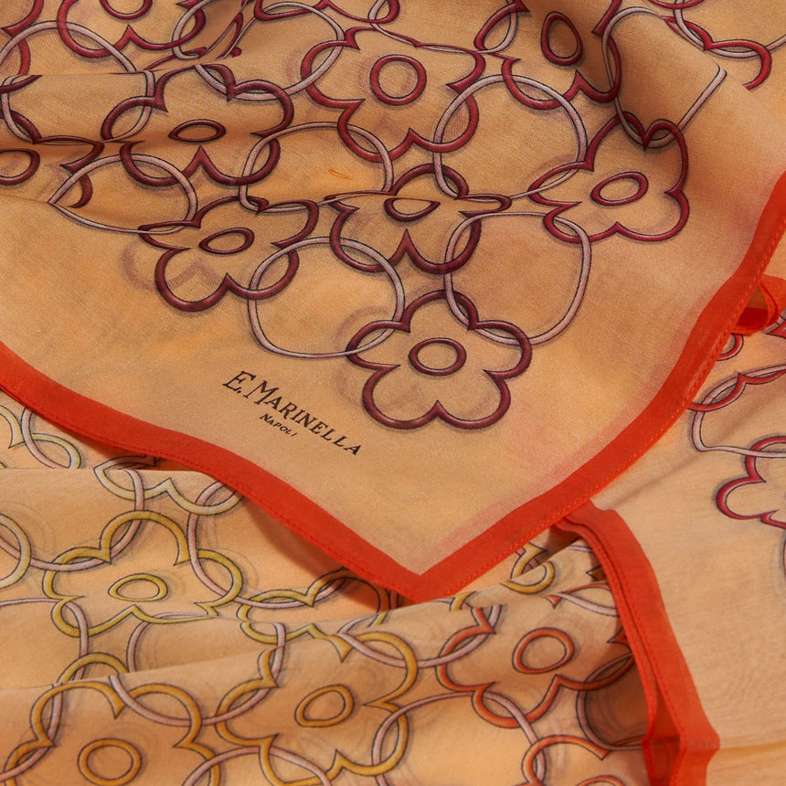 SCIARPA TUBOLARE IN VOILE DI COTONE E SETA ARANCIONE