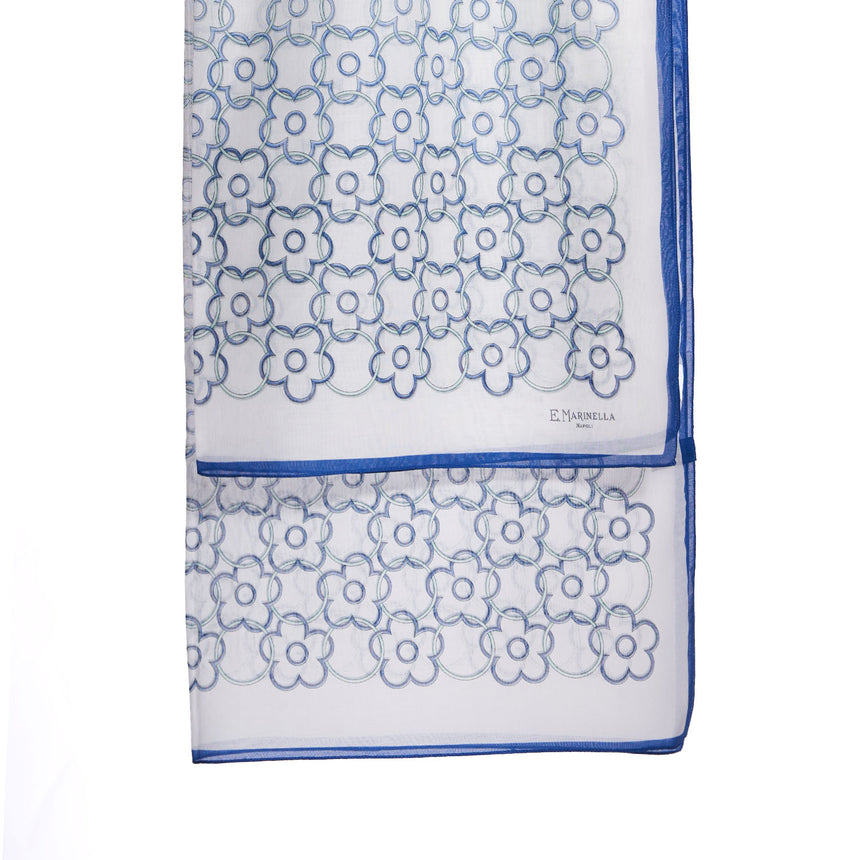 SCIARPA TUBOLARE IN VOILE DI COTONE E SETA BLU