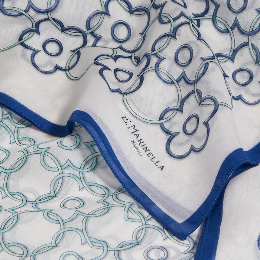 SCIARPA TUBOLARE IN VOILE DI COTONE E SETA BLU