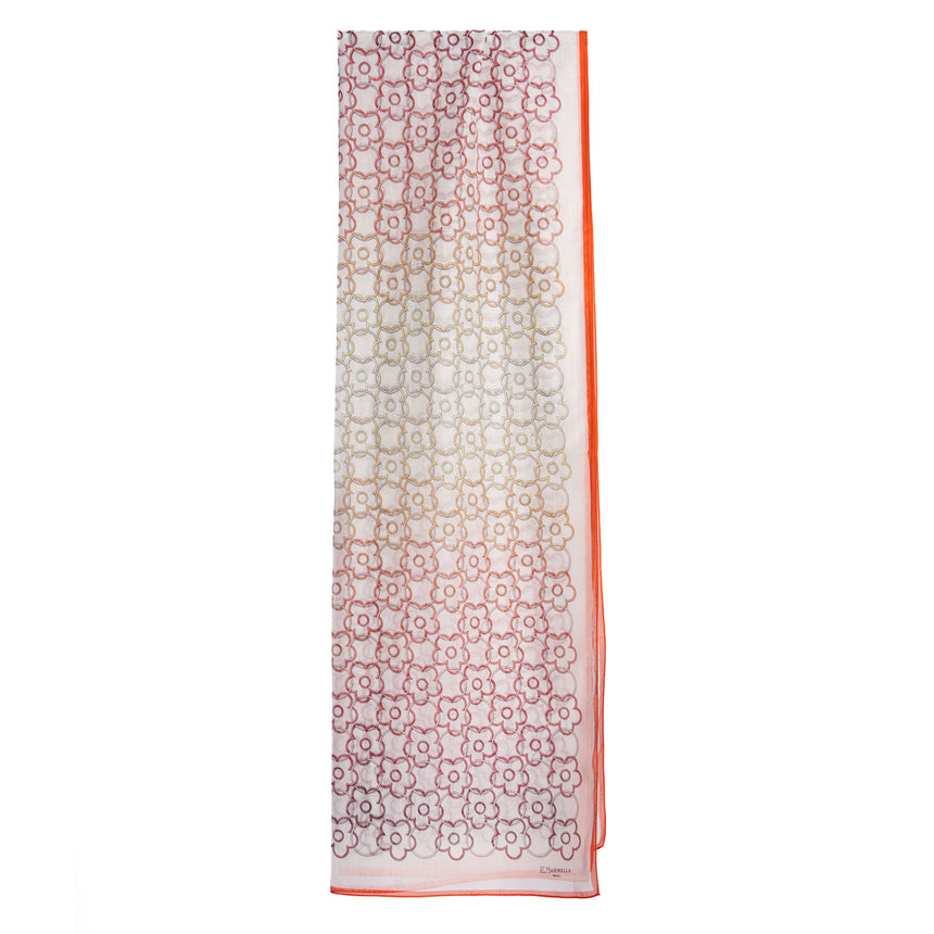 SCIARPA TUBOLARE IN VOILE DI COTONE E SETA ARANCIONE