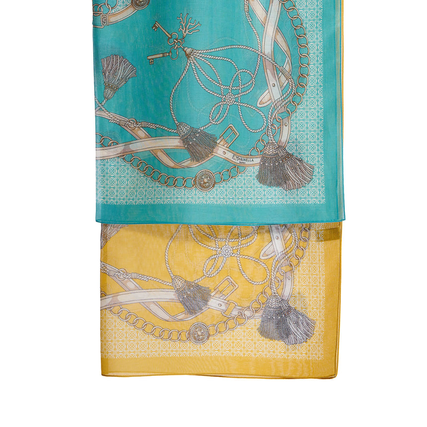 SCIARPA TUBOLARE IN VOILE DI COTONE E SETA VERDE