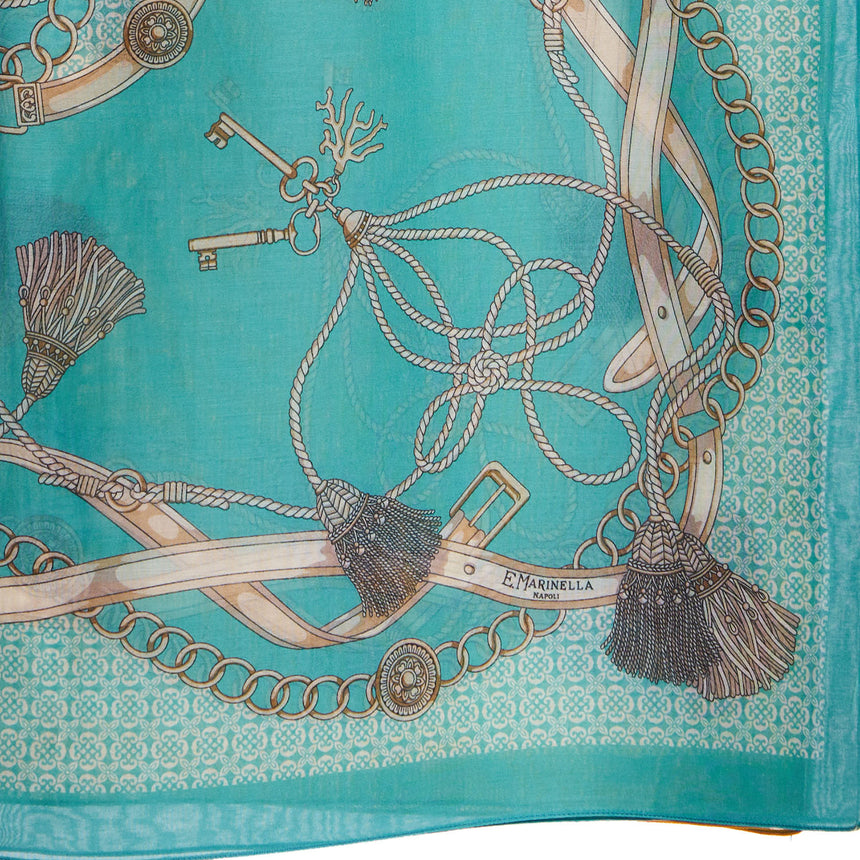 SCIARPA TUBOLARE IN VOILE DI COTONE E SETA VERDE