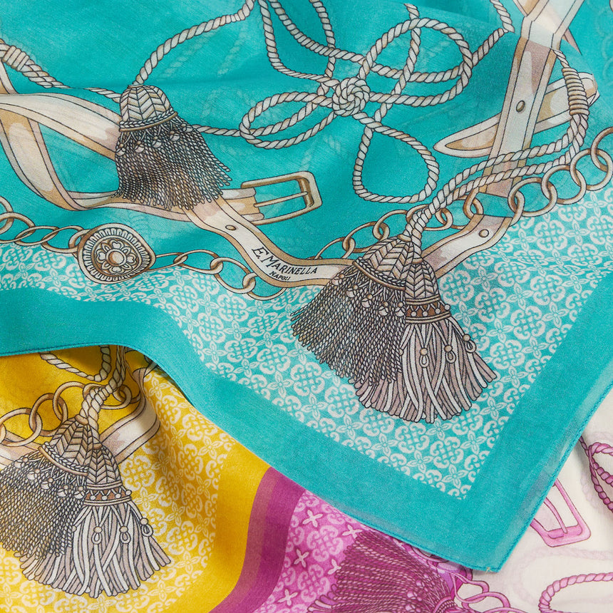 SCIARPA TUBOLARE IN VOILE DI COTONE E SETA VERDE