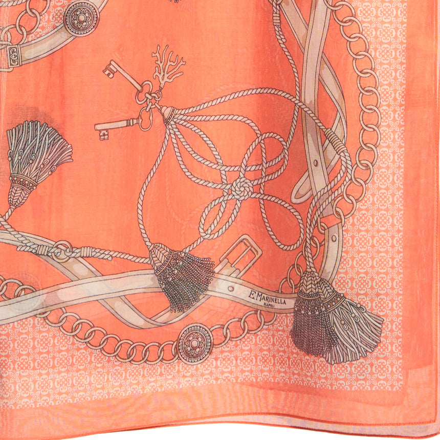 SCIARPA TUBOLARE IN VOILE DI COTONE E SETA ARANCIONE