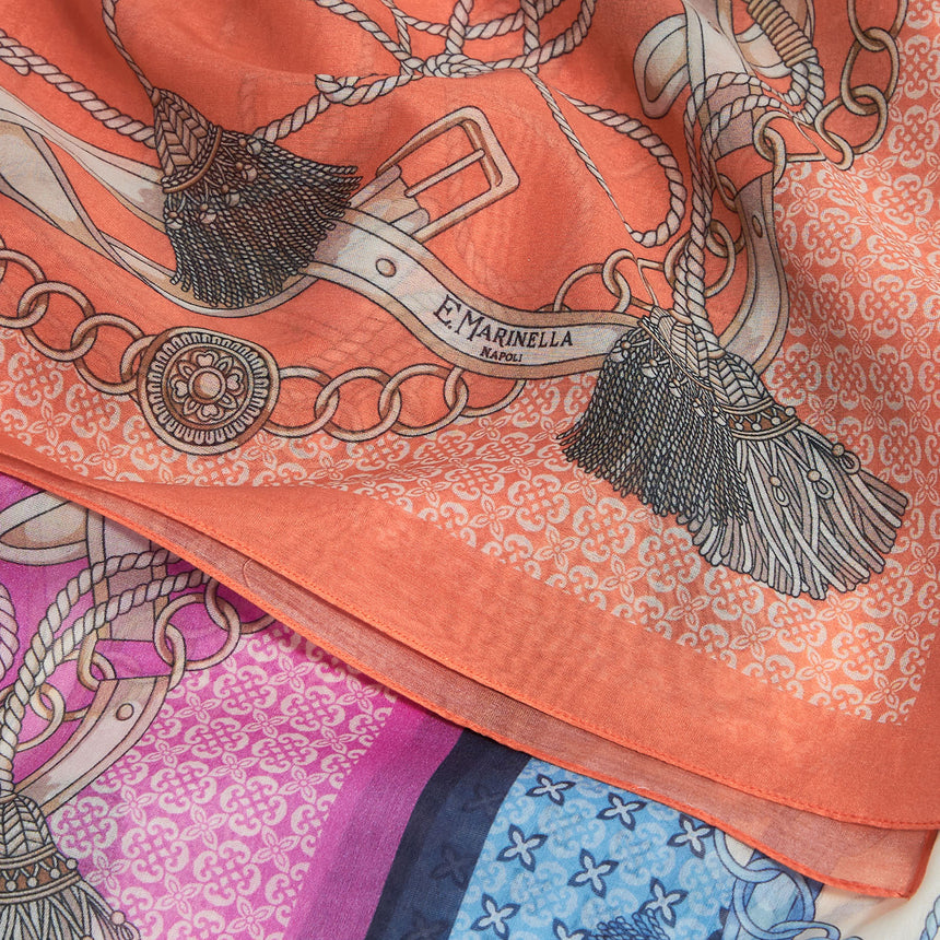 SCIARPA TUBOLARE IN VOILE DI COTONE E SETA ARANCIONE